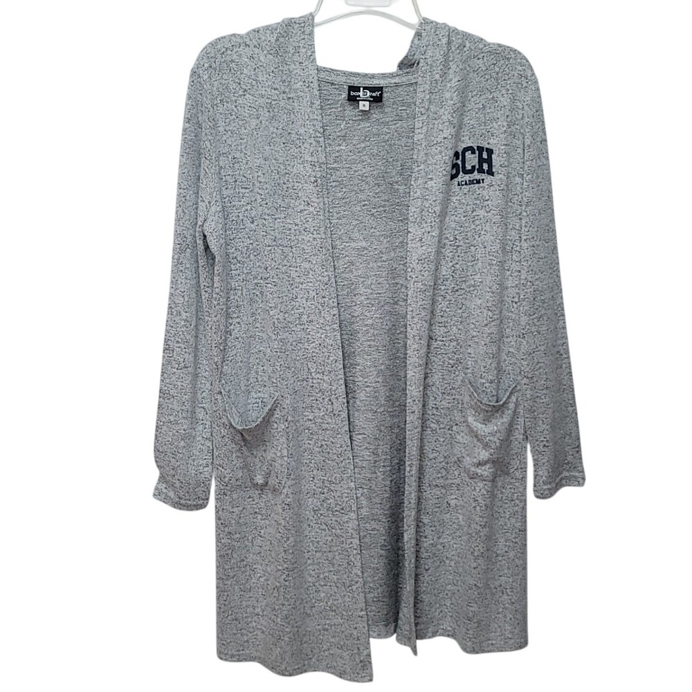 Boxercraft SCH‎ ACADEMY Gray Cozy Knit OpenCardigan Sweater Women S Retro Campus